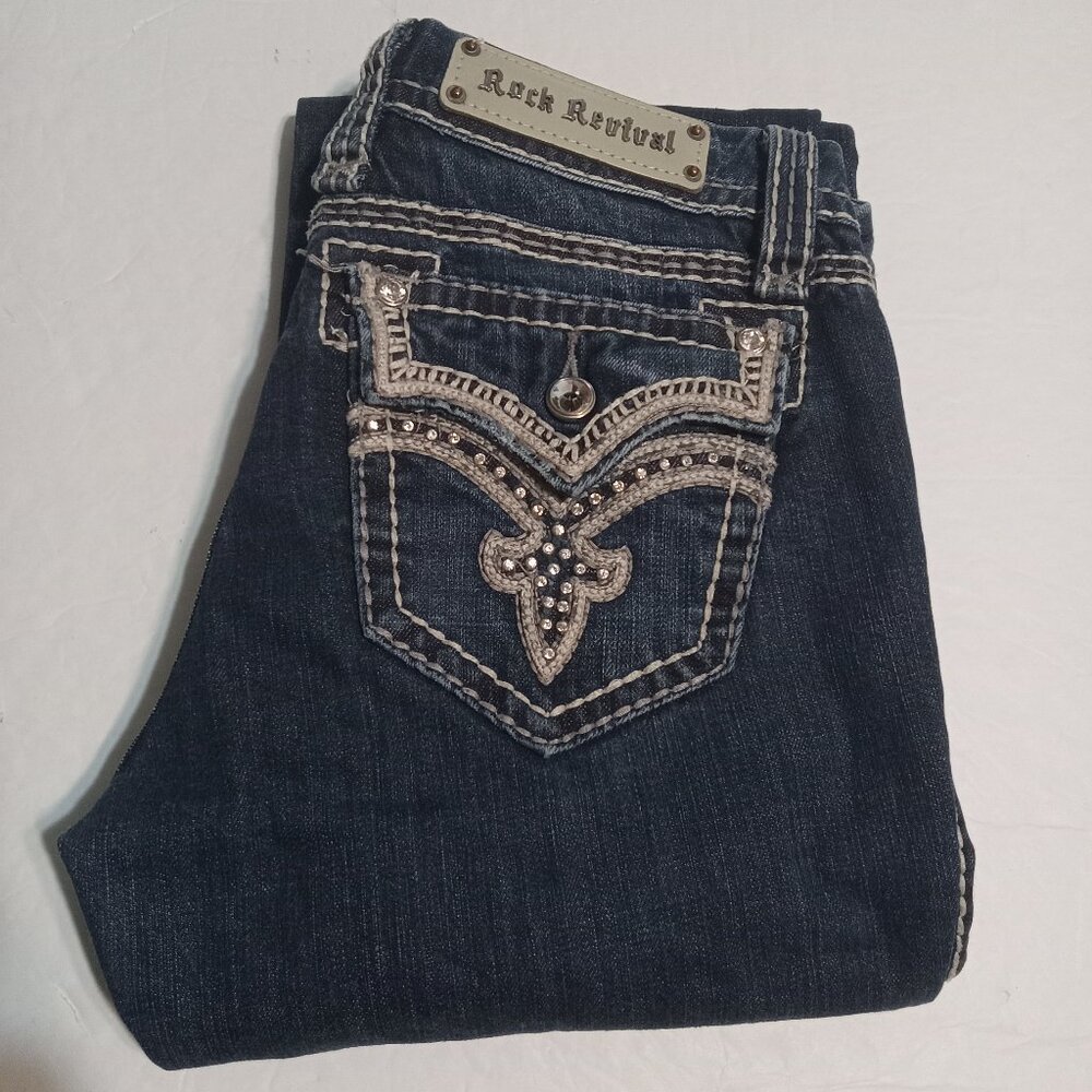 Rock Revival Women's Darcy Easy Boot Embellished Jeans 28 E8358E9L